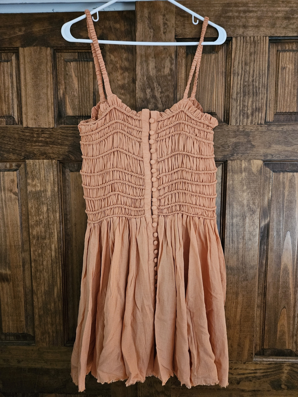 Vintage Havana Peach Smocked Mini Dress
